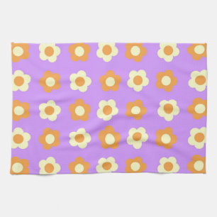 Purple Orange Tropical Floral Botanical Spring Kitchen Towel