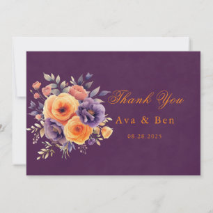 Purple Orange Vintage Truck Wedding Thank You Card