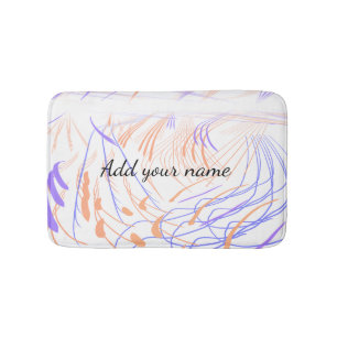 Purple orange watercolor abstract add name text th bath mat