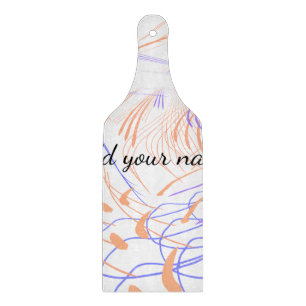 Purple orange watercolor abstract add name text th cutting board