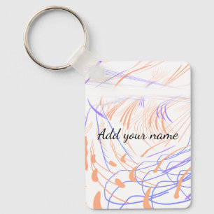 Purple orange watercolor abstract add name text th keychain