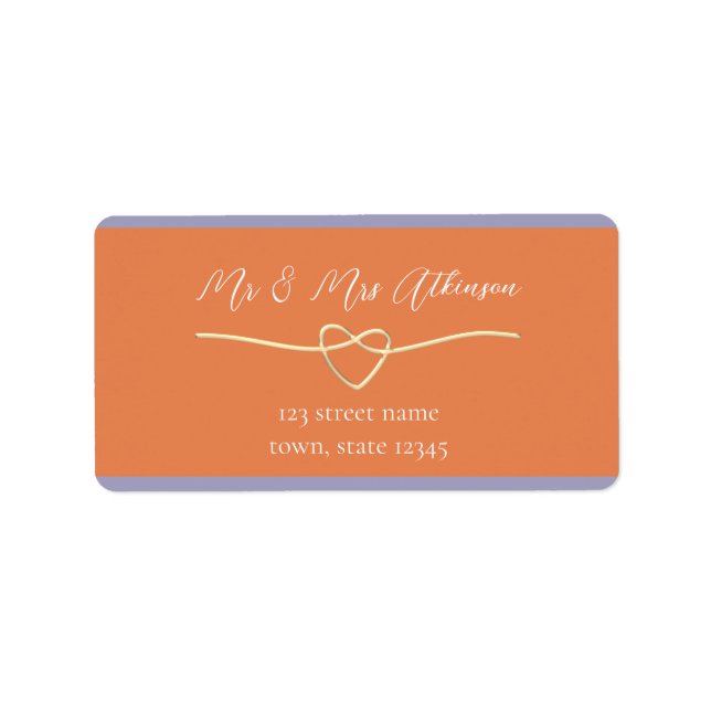 Purple Orange Wedding Return Address Label (Front)