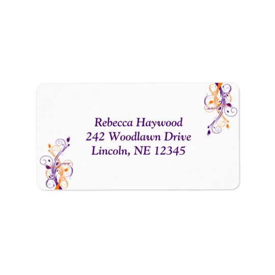 Purple Orange White Floral Return Address Label 2