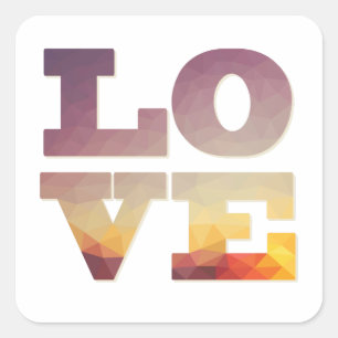 Purple/orange/yellow love text square sticker