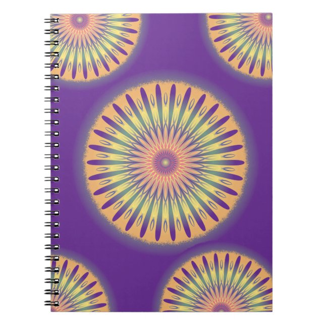 Purple Orange Yellow Psychedelic Mandala Notebook (Front)