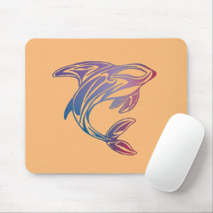 Purple Orca Whale Tattoo Mouse Pad