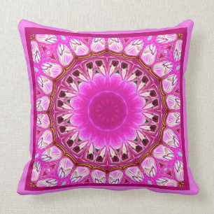 Purple Orchid Abstract Mandala No 5 Throw Pillow