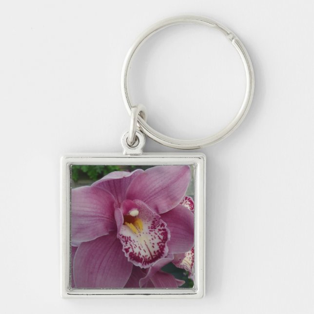 Purple Orchid and Garden Colourful Floral Keychain (Front)