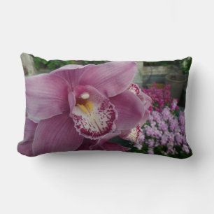 Purple Orchid and Garden Colourful Floral Lumbar Pillow