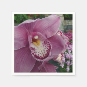 Purple Orchid and Garden Colourful Floral Napkin