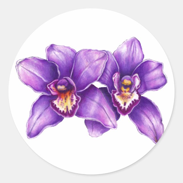 Purple Orchid Art Sticker (Front)