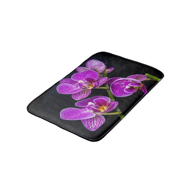 Purple orchid bath mat (Angled)