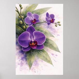 Purple Orchid Botanical Poster