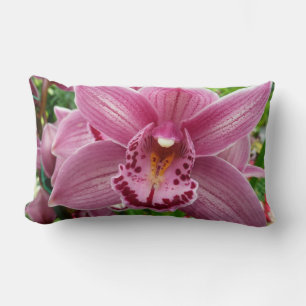 Purple Orchid Elegant Floral Lumbar Pillow