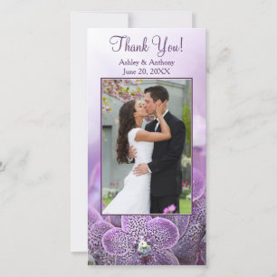 Purple Orchid Flower Wedding Thank You Photocard