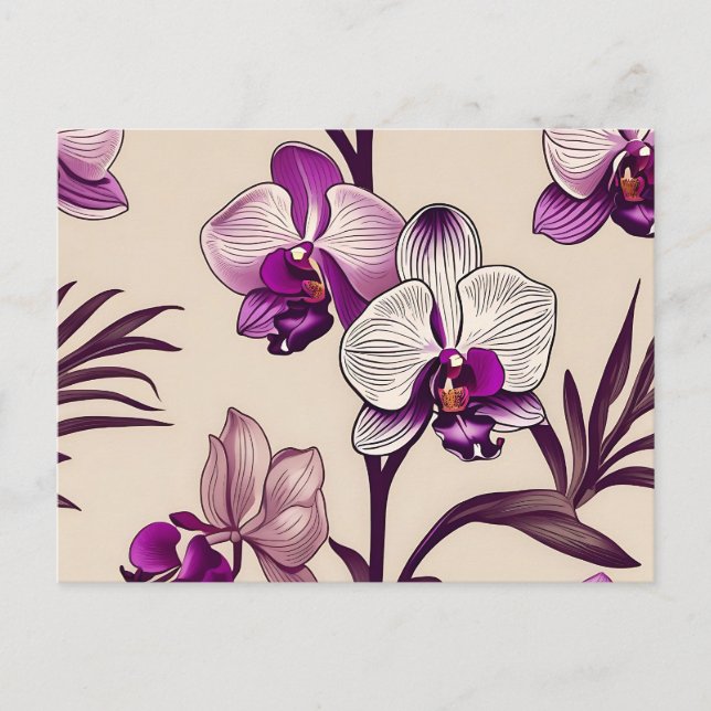 Purple Orchid Flowers Postcard (Front)