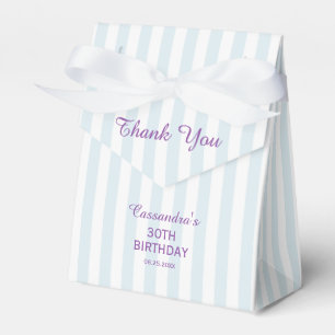 Purple Orchid Green Stripes Floral 30th Birthday  Favor Box
