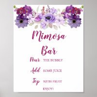 Purple Orchid Mimosa Bar Watercolor Sign