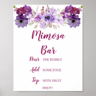 Purple Orchid Mimosa Bar Watercolor Sign