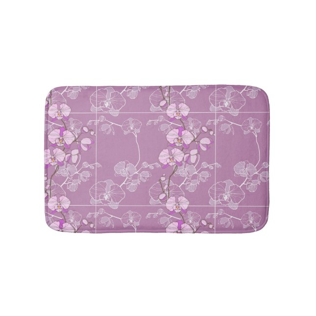Purple Orchid Pattern Bath Mat (Front)
