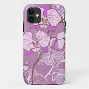 Purple Orchid Pattern iPhone 11 Case