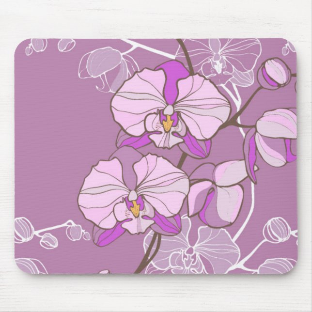 Purple Orchid Pattern Mouse Pad (Front)