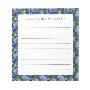 Purple Orchid Pattern Personalized Name Lined Notepad