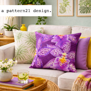 Purple orchid pattern throw pillow