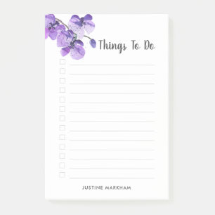 Purple Orchid Personalized To Do List Post-it Notes