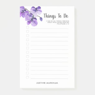 Purple Orchid Scripture Personalized To Do List Post-it Notes