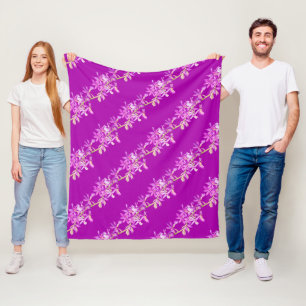 Purple orchid watercolor art wedding fleece blanket