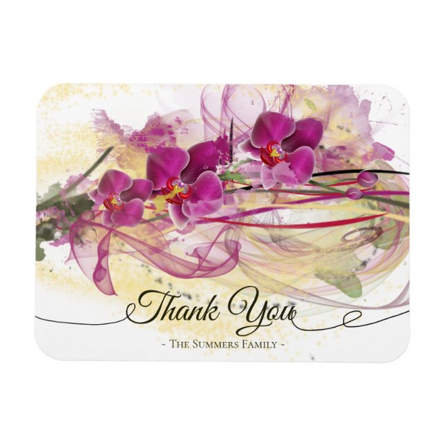 Purple Orchids Abstract Art Calligraphy Magnet (Horizontal)