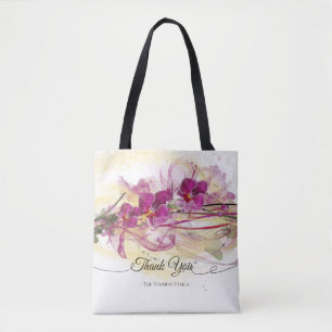 Purple Orchids Abstract Art Calligraphy Tote Bag