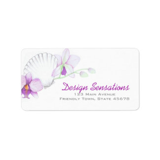Purple Orchids and SeaShell address label
