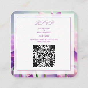 Purple Orchids Floral Wedding QR Code Enclosure