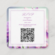 Purple Orchids Floral Wedding QR Code Enclosure
