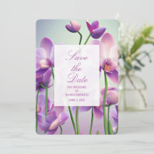 Purple Orchids Floral Wedding Save the Date Card