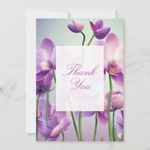Purple Orchids Floral Wedding Thank You Card