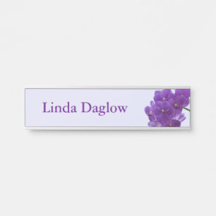 Purple Orchids Hanging Wall Desk Door Name Plate