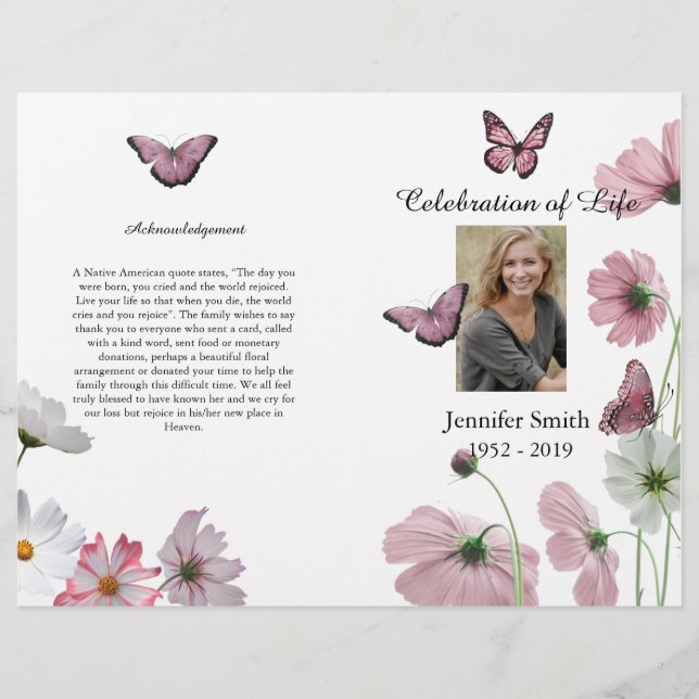 Purple Orchids Hummingbird Funeral Program Flyer (Front)