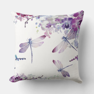 Purple Orchids Hummingbird Funeral Program Throw Pillow