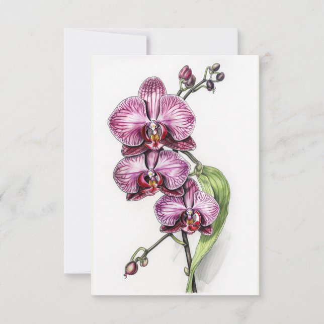 Purple Orchids Minimalistic Blank Thank You Card (Front)