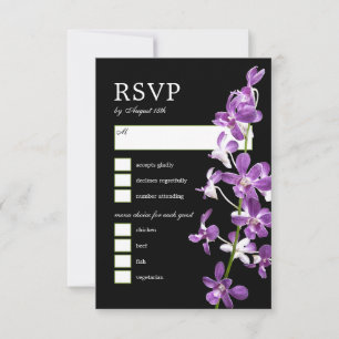 Purple Orchids, Modern Elegant Wedding RSVP Card