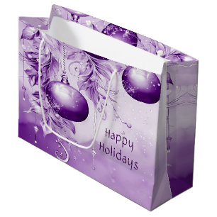 Purple Ornaments Christmas Holiday Gift Bag