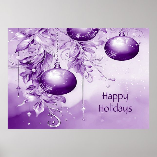 Purple Ornaments Christmas Holiday Poster (Front)