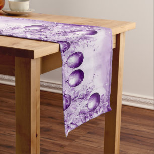 Purple Ornaments Christmas Holiday Table Runner