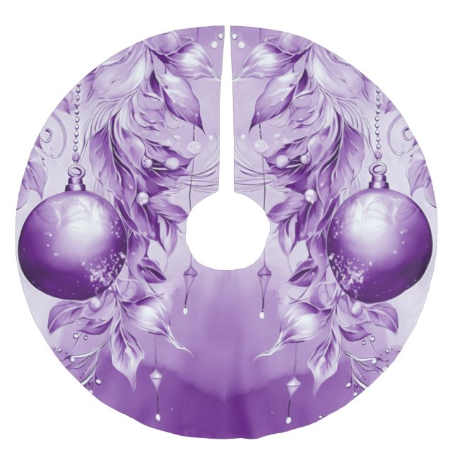 Purple Ornaments Christmas Holiday Tree Skirt (Front)