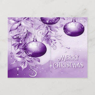 Purple Ornaments Holiday Christmas Postcard