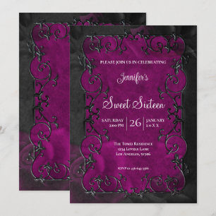 Purple Ornate Frame  Gothic Sweet 16 Invitation