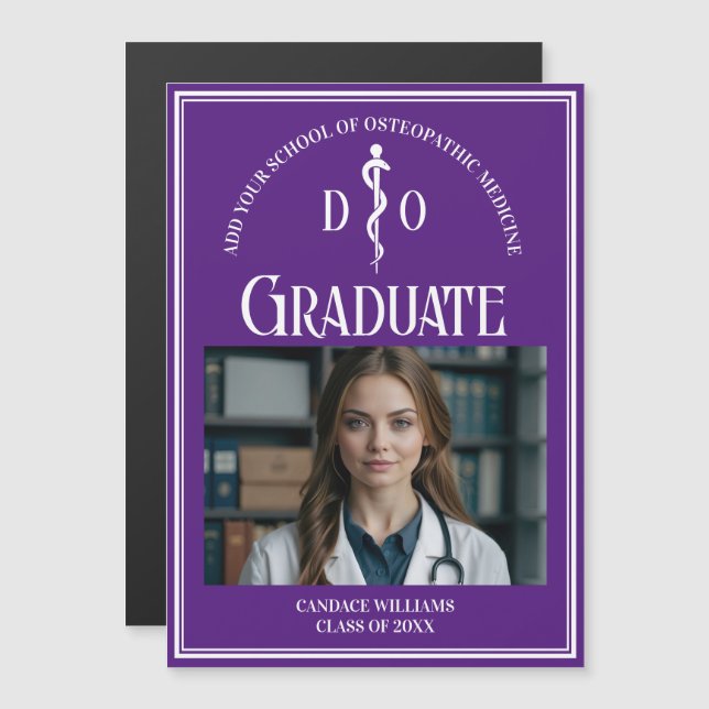 Purple Osteopathic Medical School Graduate Magnet (Front/Back)